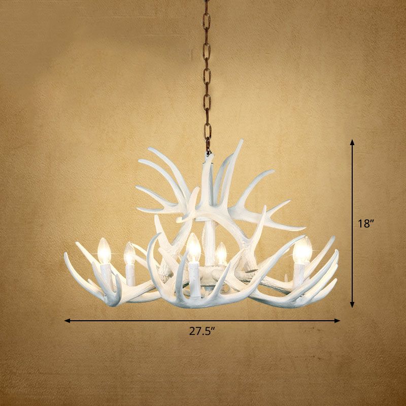 Deer Horn Resin Chandelier Lighting Classic Style Dining Room Pendant Light Fixture