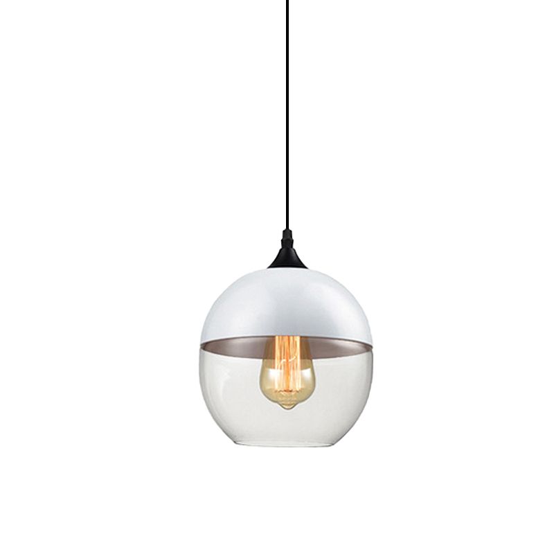 5 "/ 7" / 8 "de large tambour / cylindre / pot transparent en verre transparent pendant moderne 1 clair de suspension blanche / noir clair