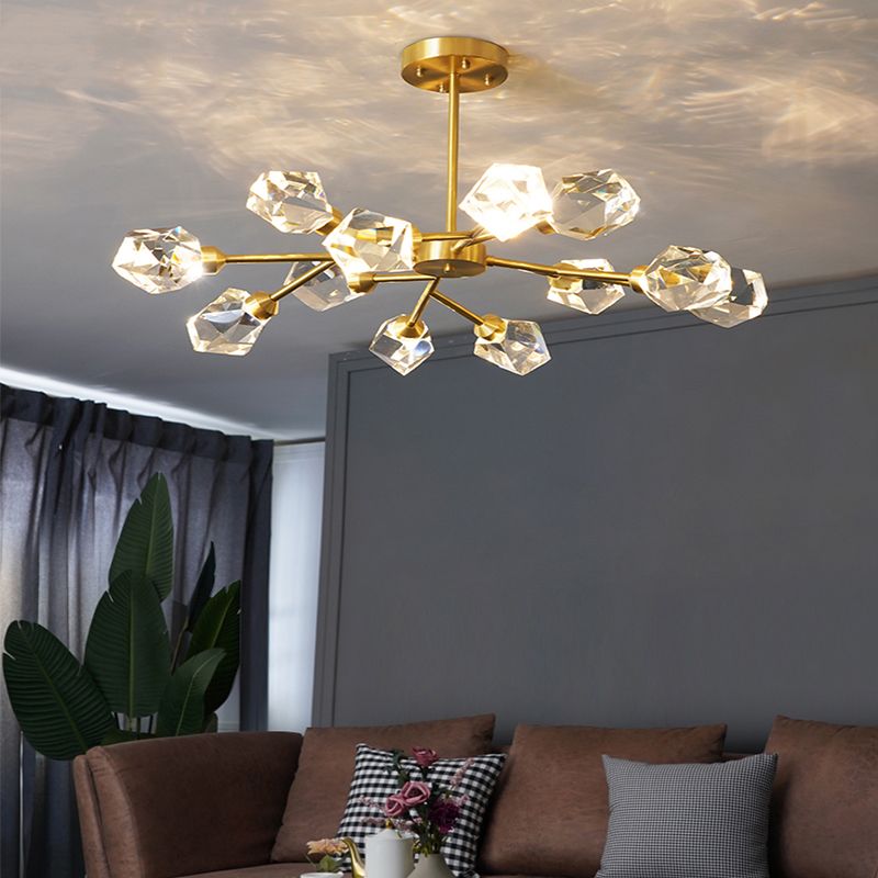 Modern Luxury LED Pendant Light Metal Indoor Chandelier with Crystal Shade