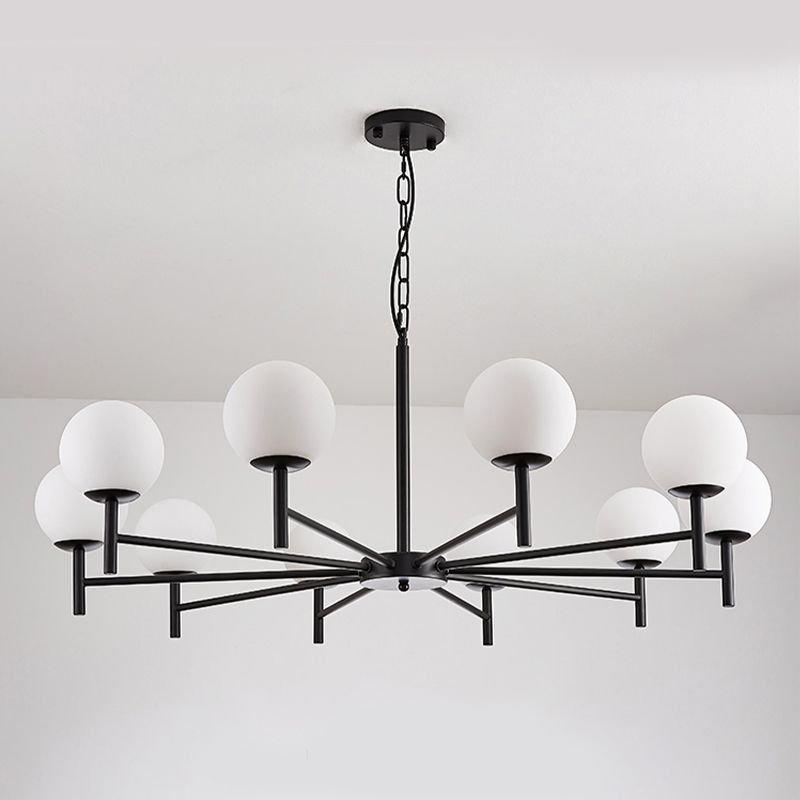 Wereldwijde melkglas hanglampverlichting armaturen moderne stijl multi -lights kroonluchter licht in zwart