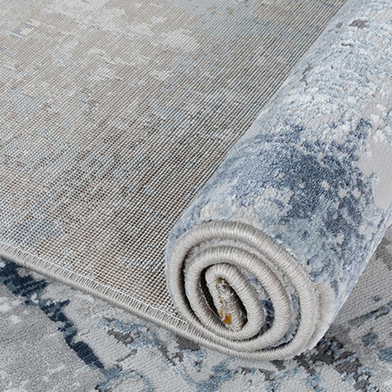 Blauer Farbblock-Teppich, moderner Polyester-Teppich, pflegeleichter, waschbarer Teppich für die Inneneinrichtung