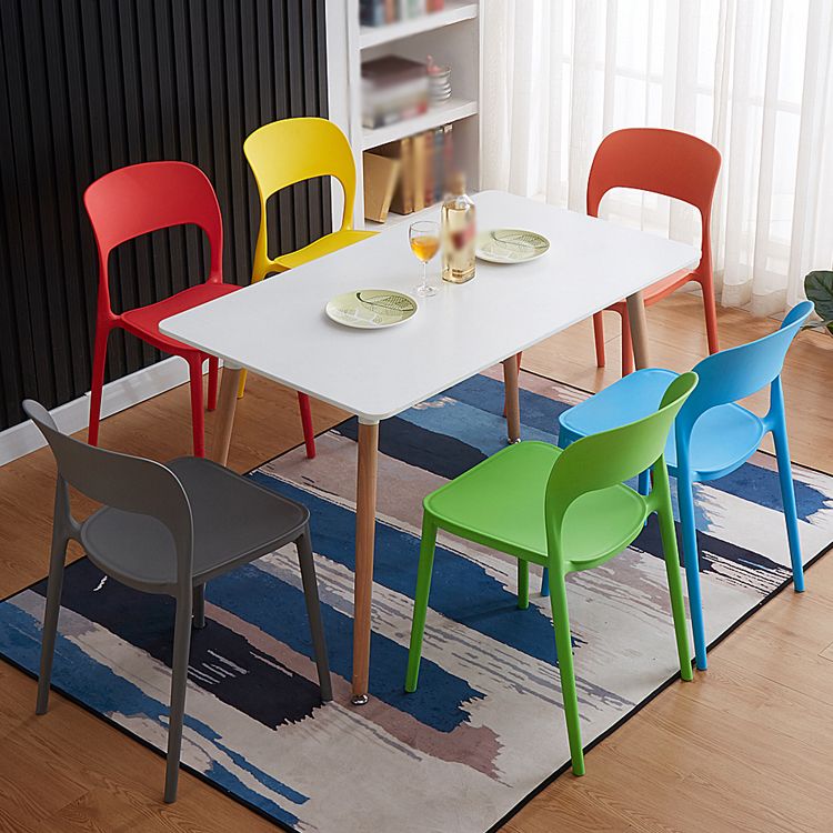Contemporary Plastic Dining Room Chairs Armless Open Back Dining Side Chair for Room Use