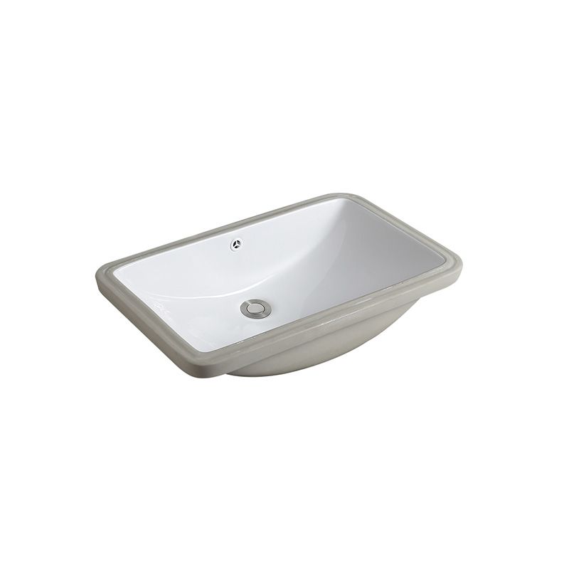 Traditional Undermount Vanity Sink Rectangular Porcelain with Pop-Up Drain Basin Sink