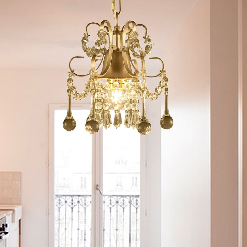 Crystal Swooping Arm Plafond Plafond Chandelier Simple 3 Lights Living Room Pendant Pending Lightture in Champagne