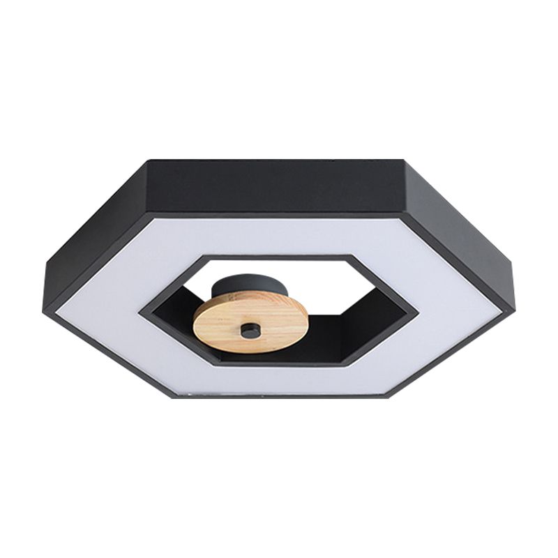 Illuminazione da incasso a soffitto metallico a LED Macaron con cornice esagonale per camera da letto in verde/grigio/nero e legno
