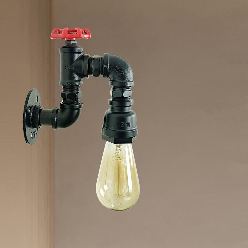 Industrial Wall Sconce Pipe Shape Wall Light with Metal Shade for Living Room