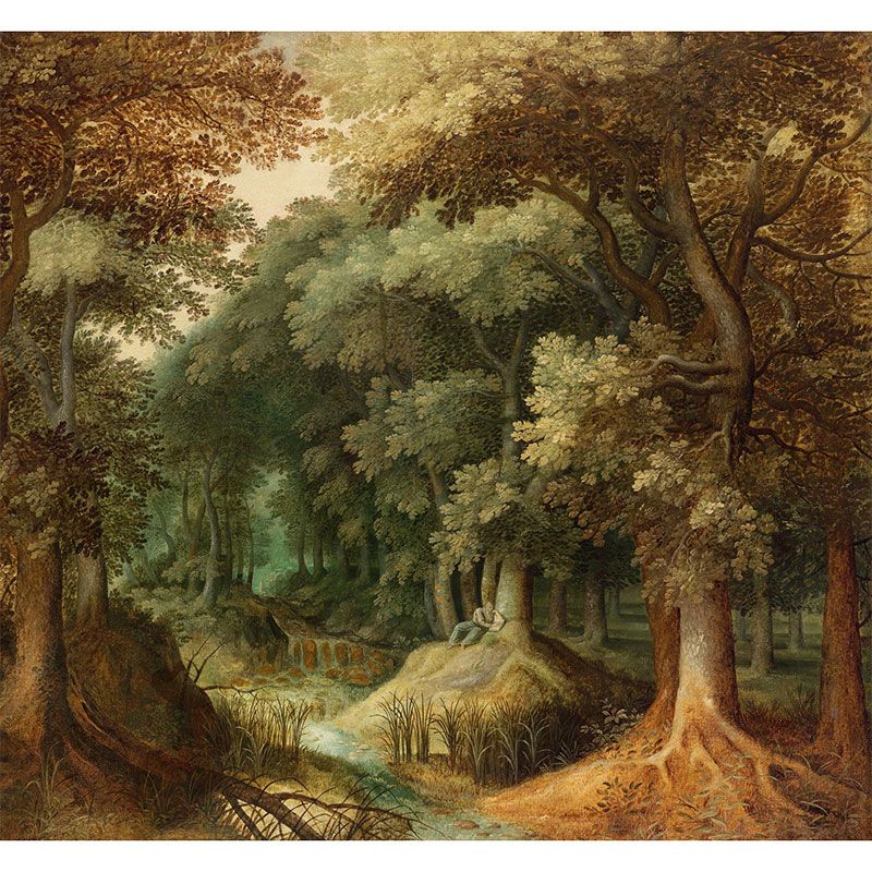 Water-Resistant Forest Wall Mural Decal Non-Woven Material Countryside Wall Covering for Accent Wall