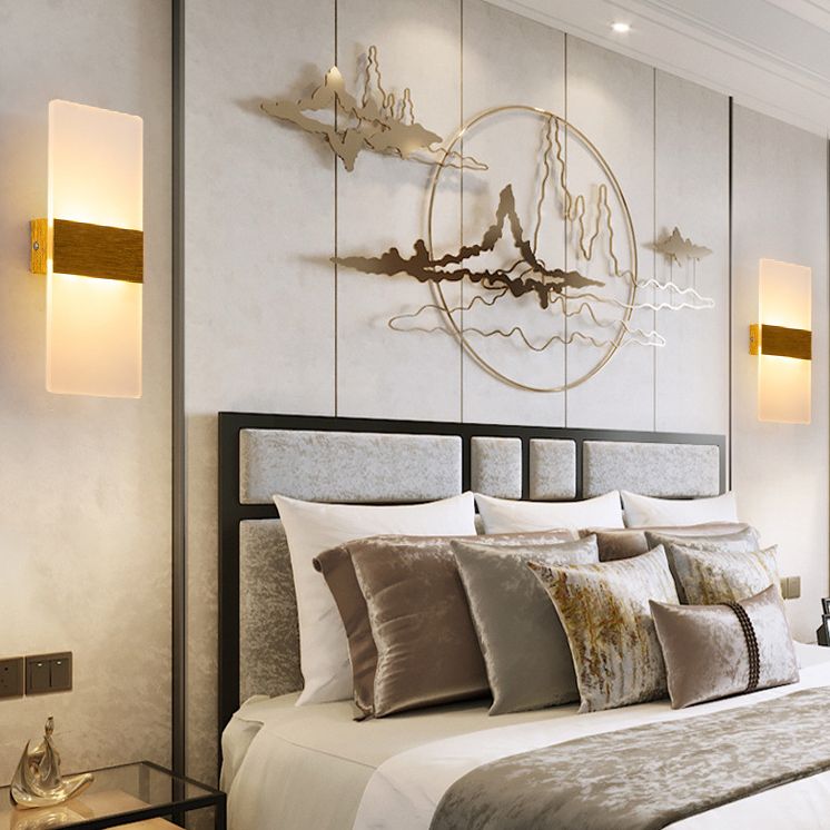 Lámpara de pared LED acrílica rectangular de aluminio cepillada estilo contemporáneo Simplicidad de apliques de interior para pasillo del pasillo