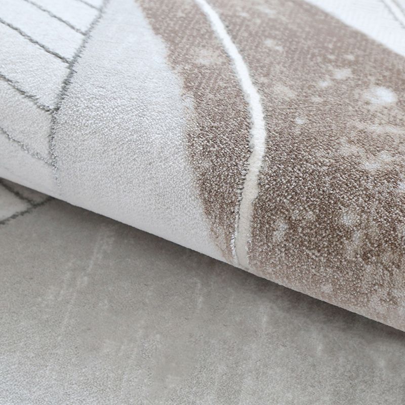 Khaki Modern Carpet Geometric Pattern Polyester Area Rug Easy Care Rug for Home Decor