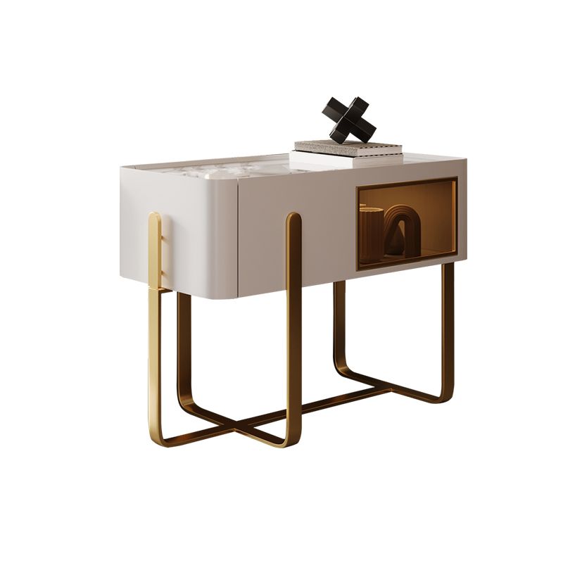 Mid-Century Marble Top Side Accent Table Metal Frame End Table