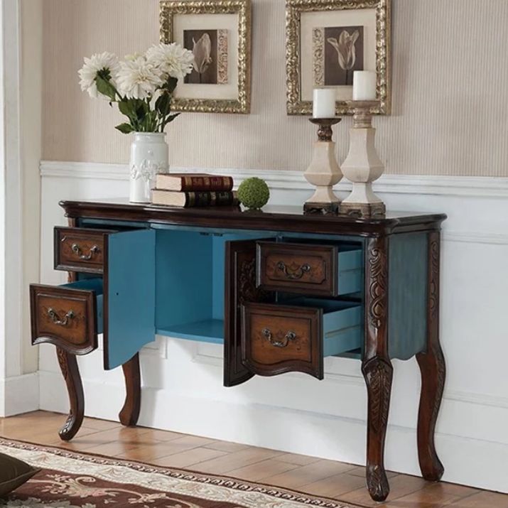 French Country Wooden Console Table Rectangle Console Sofa Table for Hall