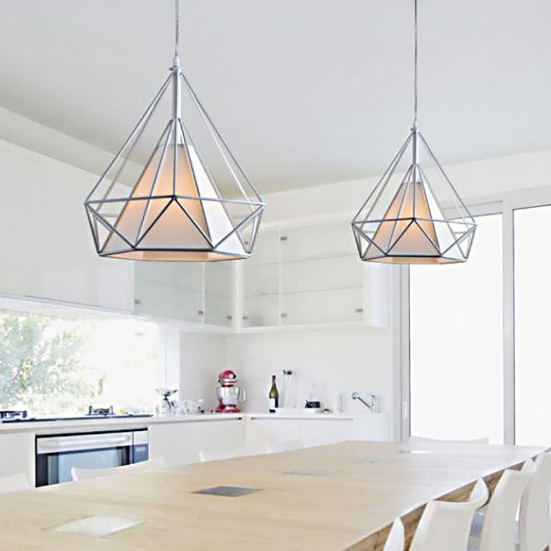 10/15/18 "W 1 bol Diamantkooi Hanglicht Antieke stijl Wit/Wit en bruin metalen plafondarmatuur met stofschaduw