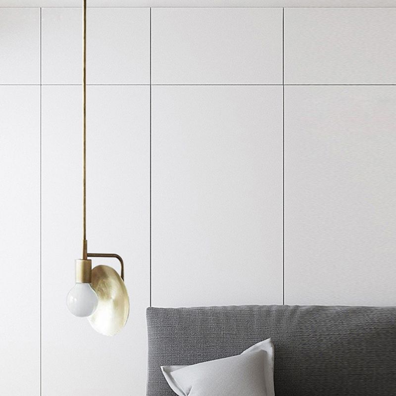 Metal Bare Bulb Hanging Light Fixture Modern Style 1 Head Drop Pendant in Brass for Bedroom