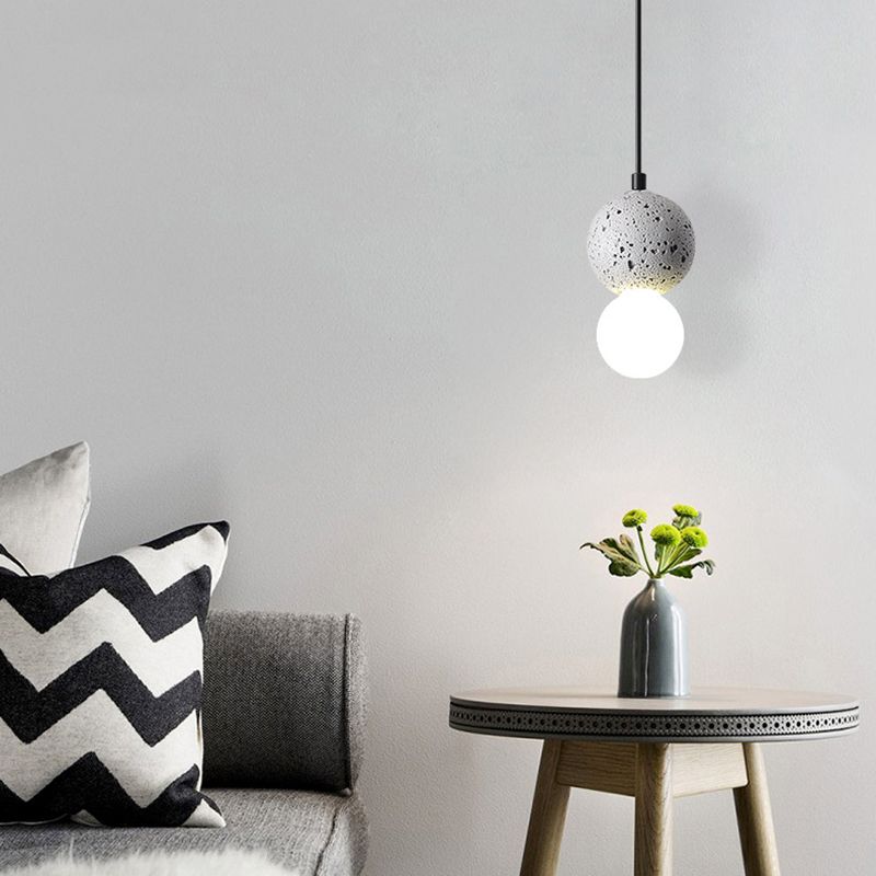 1 Light Stone Pendant Light Modern Minimalist Suspension Lighting for Bedroom