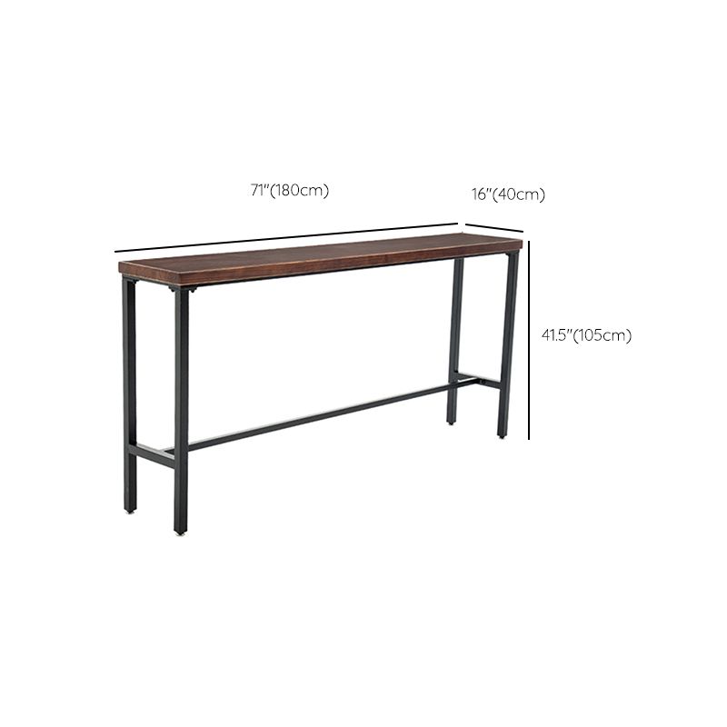 Industrial Rectangle Bar Height Table Solid Wood Bar Table with Trestle Base