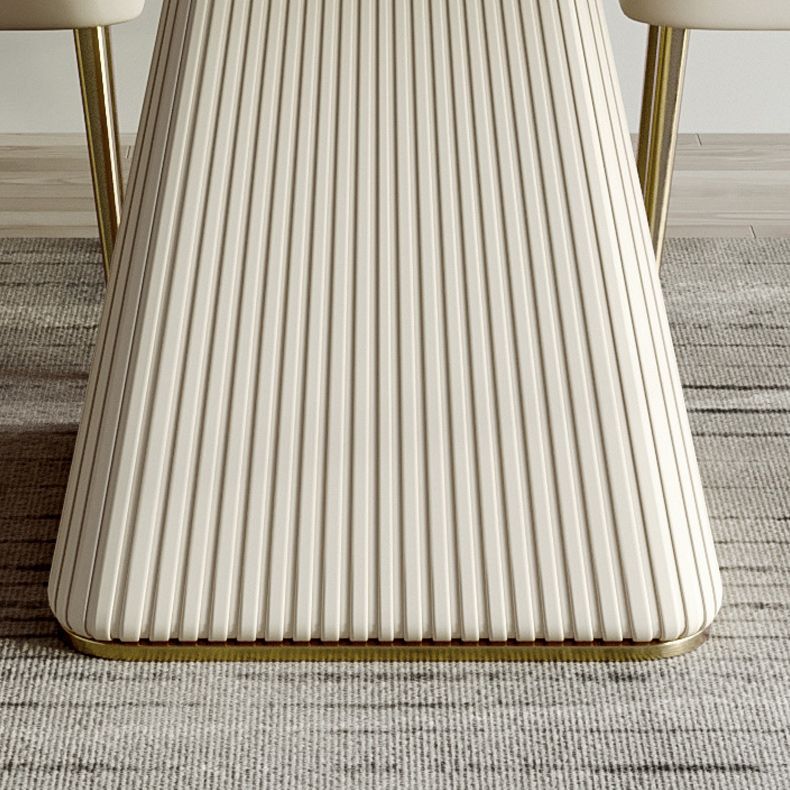 Stone Top Dining Table Rectangle Dining Table with Pedestal Base in White