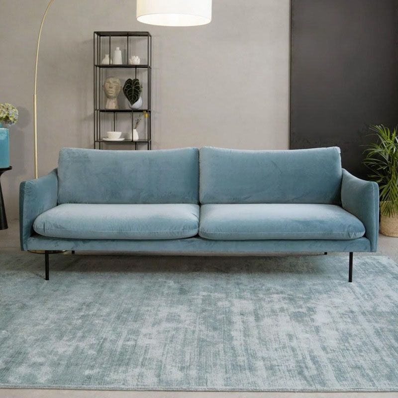 Sofa with 2 Pillows Square Arm Contemporary Sofa with Black Metal Feet