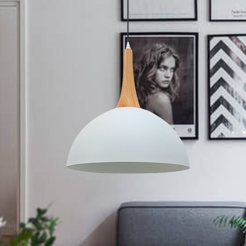 1 Ligera de cúpula ligera Lámpara de colgación de metal elegante moderna en blanco/negro para la sala de reuniones para la sala de reuniones