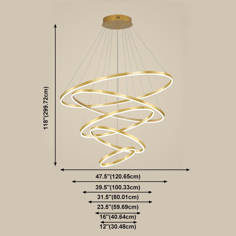 Multi-tier kroonluchter verlichtingsarmaturen Moderne ring kroonluchter lamp met witte acrylschaduw