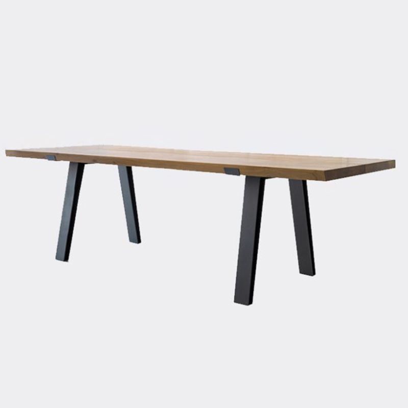 Industrial Pine Wood Table for Restaurant Rectangle Dining Table with Metal 4 Legs