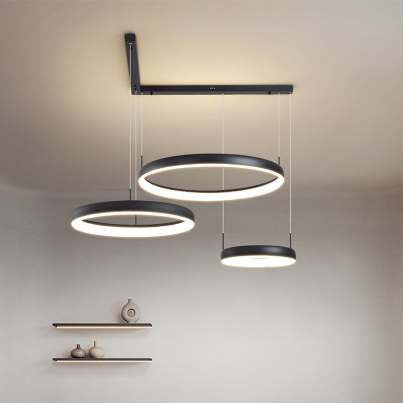Circular Hanging Pendant Lights Modern Style Metal Chandelier Light Fixture