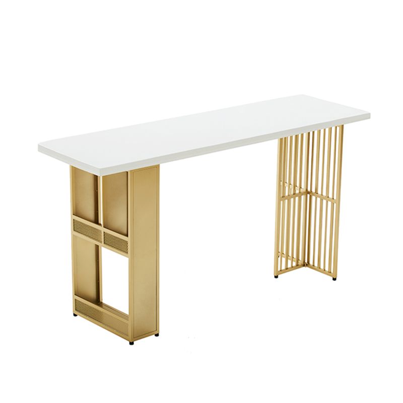 Wood Bar Table Traditional Luxury Rectangle Bar Counter Table with Double Pedestal