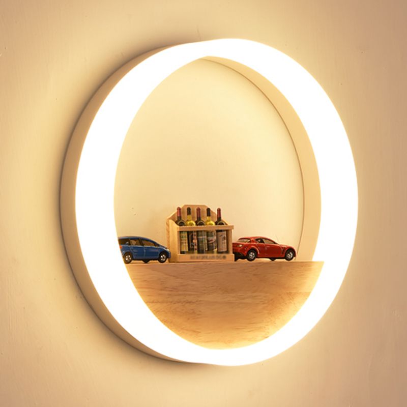 Moderner Wandleuchte runde Form Holz 1-Licht-Wandhalterung Licht
