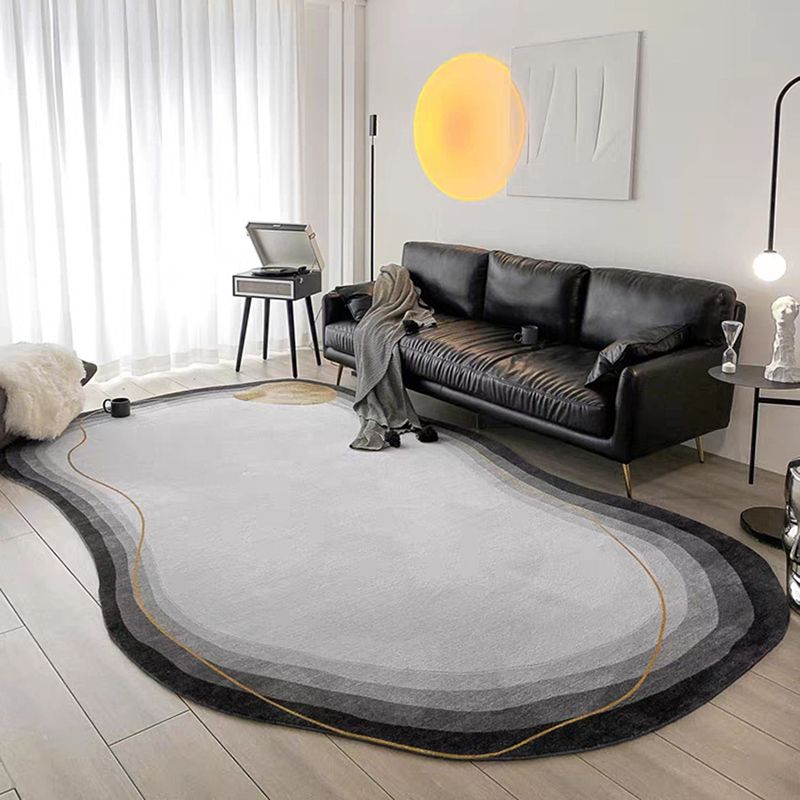 White Living Room Rug Casual Abstract Area Carpet Polyester Anti-Split Indoor Rug