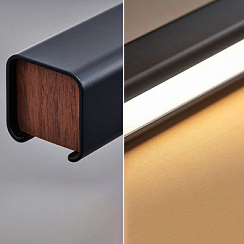 Line Shape Hanging Island Lights Modern Hanging Light Fixture in Black for Dining Room