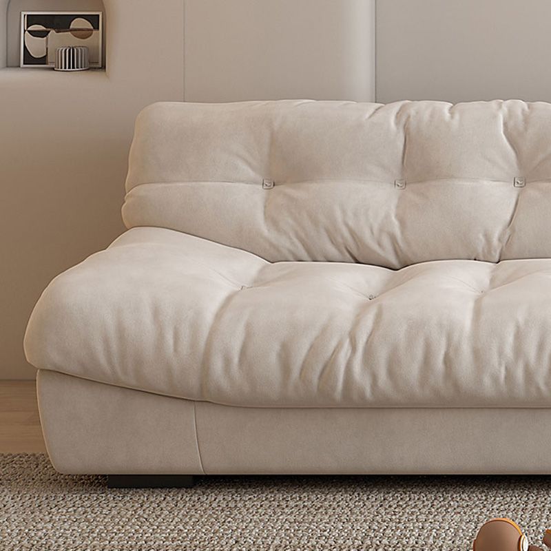 Contemporary White Sofa Faux Leather Armless Sofa with Loose Back