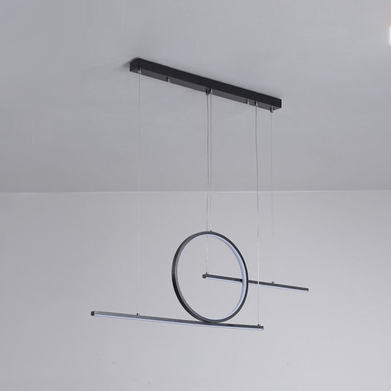 3-Light Ceiling Island Light Modern Style Linear Shape Metal Pendant Lighting