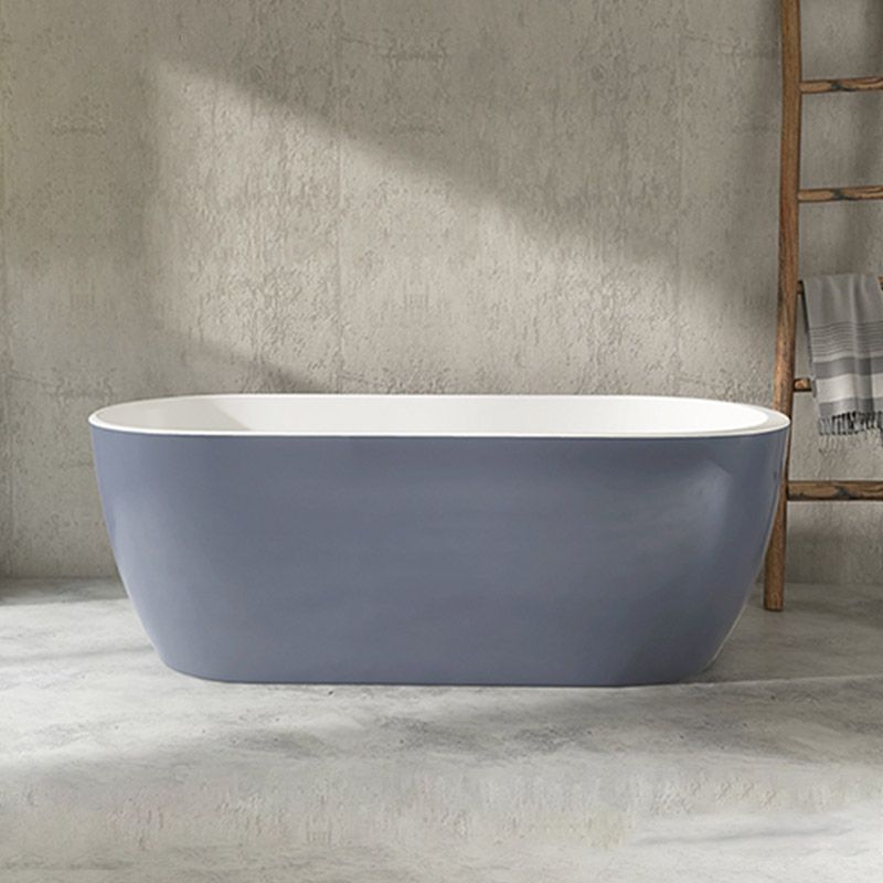 Modern Acrylic Oval Bathtub Freestanding Soaking Bathtub with Drain Bath Tub