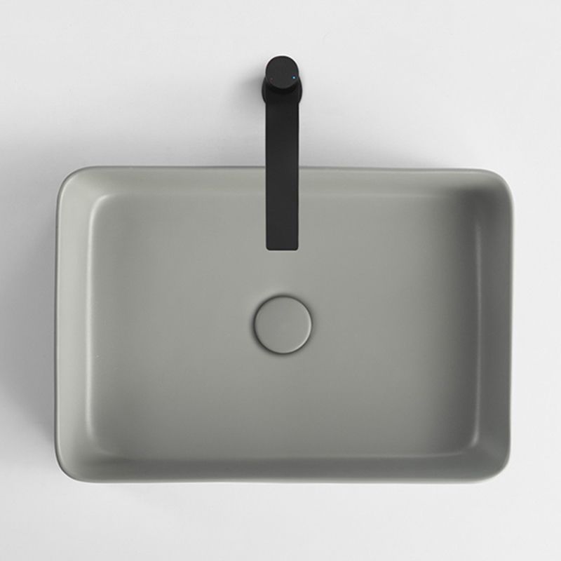 Contemporary Bathroom Sink Rectangular Porcelain Vessel Lavatory Sink with Pop-Up Drain