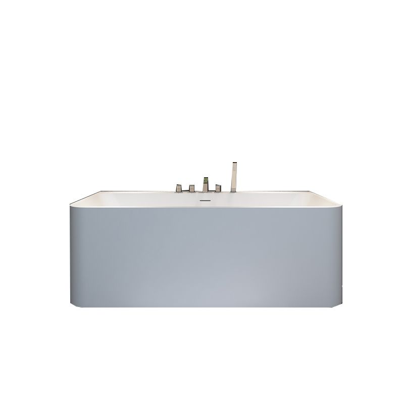 Stone Soaking Tub Antique Finish Rectangular Back to Wall Bath