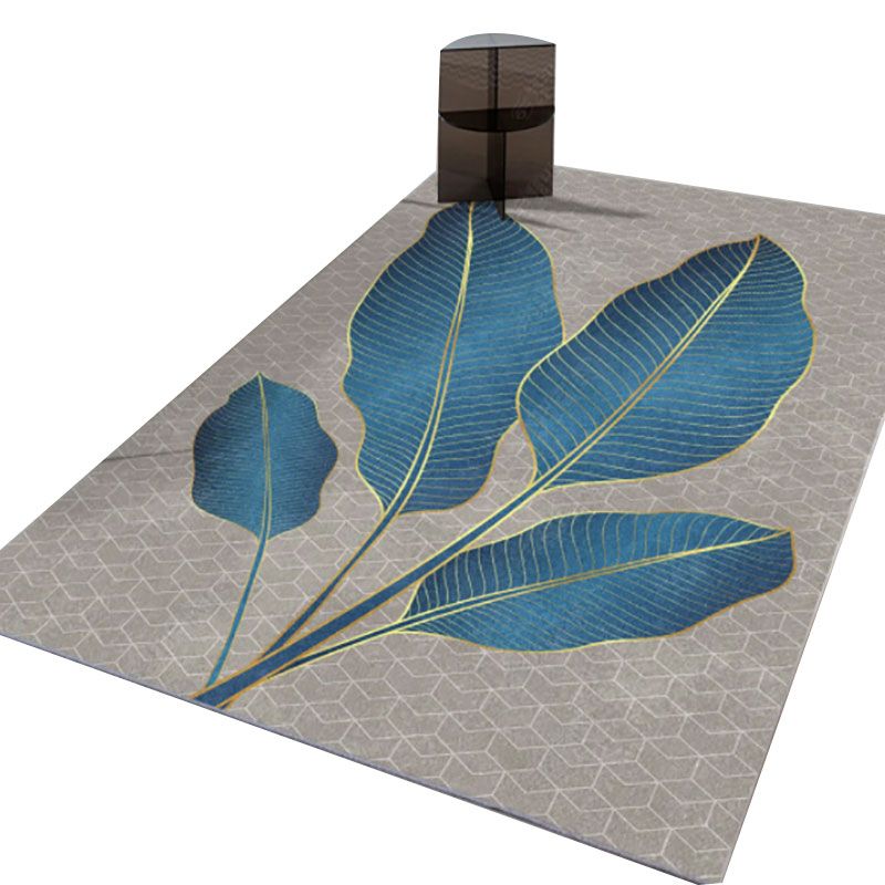 Dunkle Farbe Moderner Indoor Teppich Polyester Ginkgo Biloba Print Teppich Easy Care Teppich für die Heimdekoration