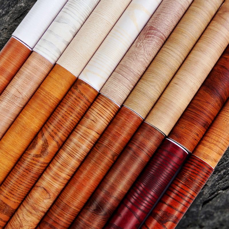 Faux Wood Wallpaper Roll Peel and Paste Industrial Living Room Wall Decor, 6.5 sq-ft