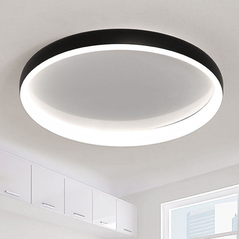 Zwart/Wit/Bruin Ronde Inbouwplafondlamp Simplicity LED Metalen Plafondlamp met Acryl Diffusor in Wit/Warm Licht