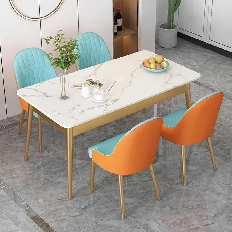 Traditional Luxury Dining Table Sintered Stone Rectangle Table with 4 Legs