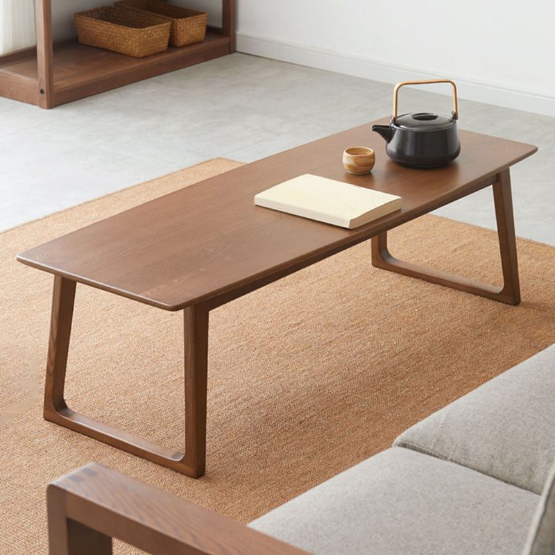 Sled Brown Solid Wood Rectangle Bedroom Modern 1 Coffee Table