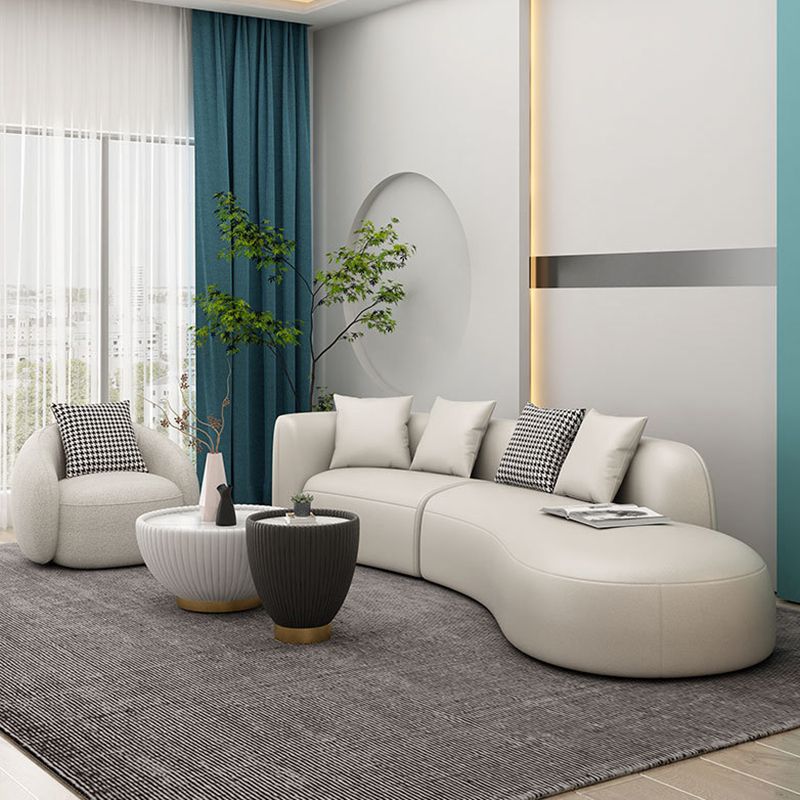 Contemporary Curved Seating Tight Back Tuxedo Arm Sofa for Living Room