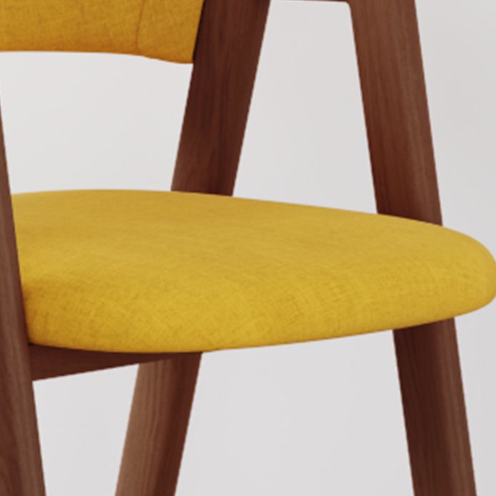 Contemporary Brown Kitchen Dining Arm Chair Wood Opening Back Dining Arm Chair