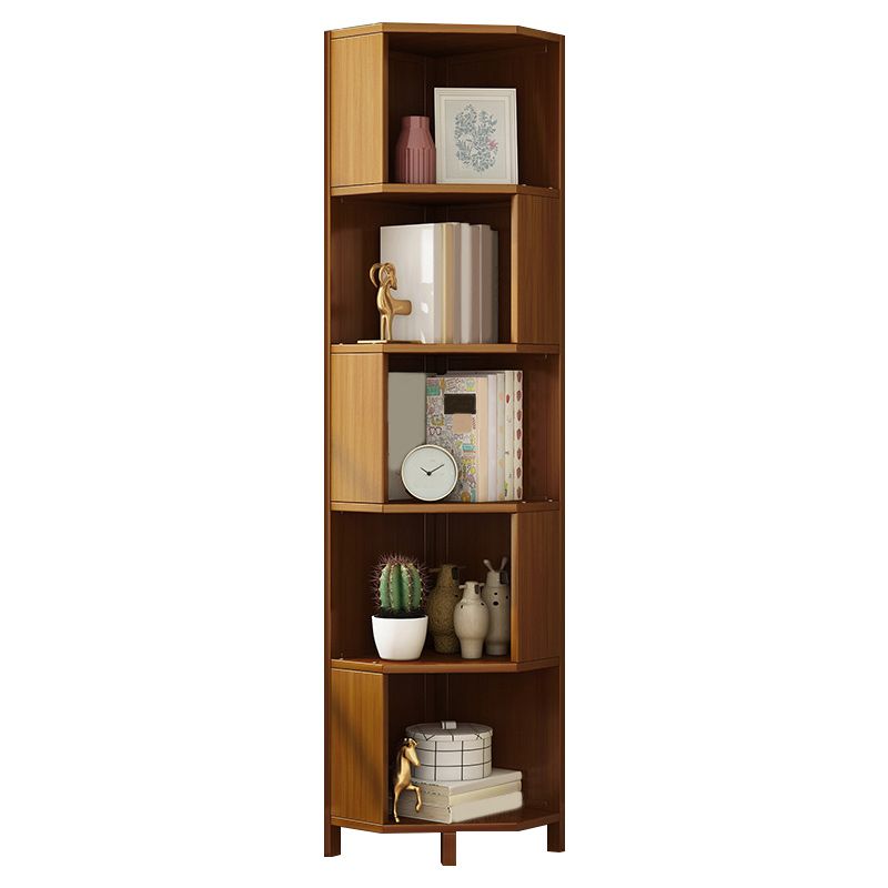 Mid-Century Modern Corner Cabinet with Shelves and Straight Legs in Brown