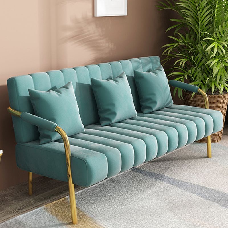 Contemporary 28.3" H  Velvet Sewn Pillow Back Sofa for Living Room