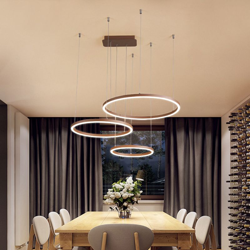 Restauranti circolari a 5 livelli lampadario del ristorante circolare acrilico a baffi minimalista a led luce in marrone