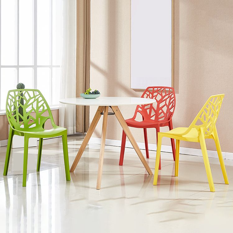 Glam Indoor-Outdoor Dining Side Chair Plastic Stackable Side Chair