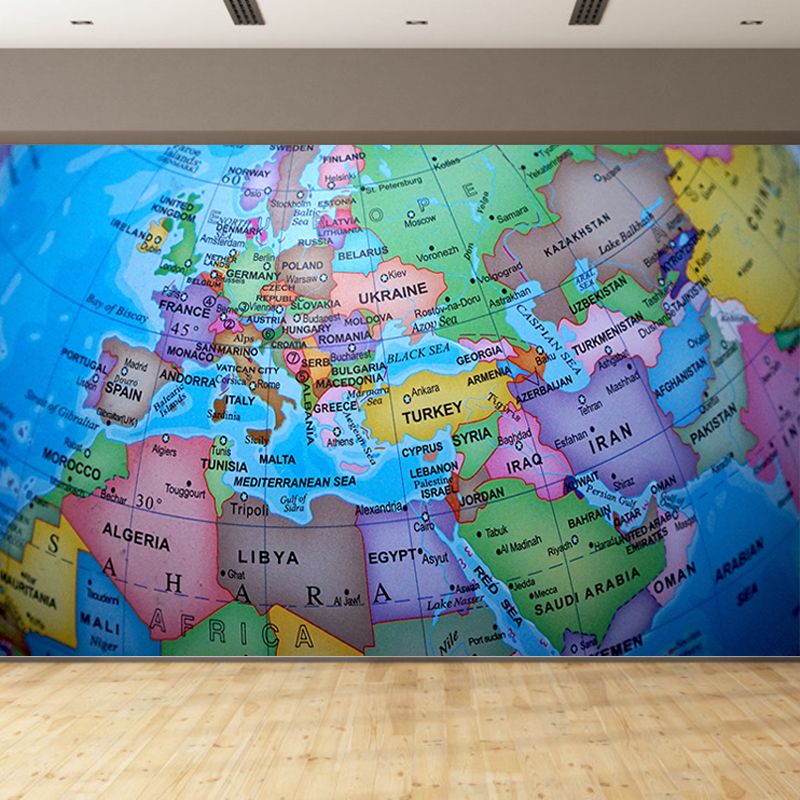 Contemporary Map Mural Wallpaper Home Decor Waterproofing Wall Covering, Full Size