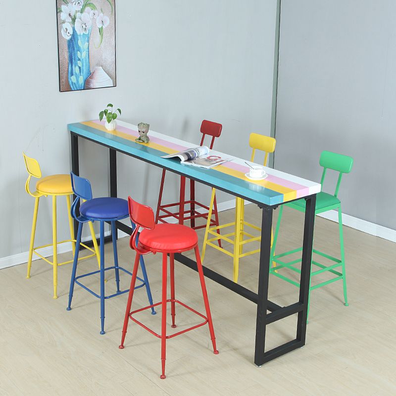 Industrial Wood Bar Table with Rectangle Table Top Trestle Table - 42" H