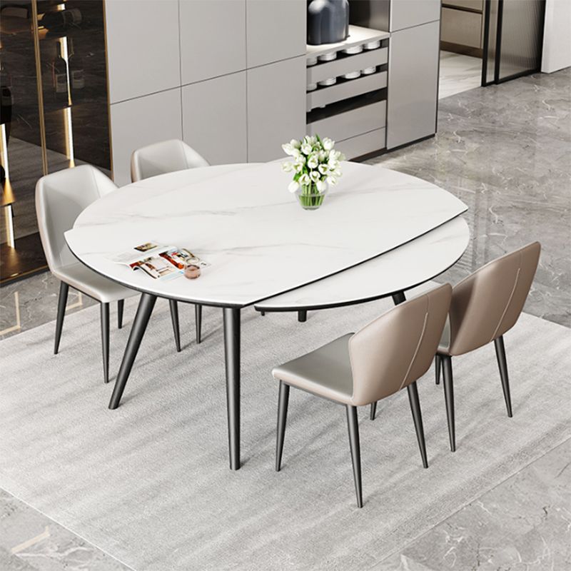 Modern Simple Dining Table Sintered Stone Dinner Table with Wooden Base