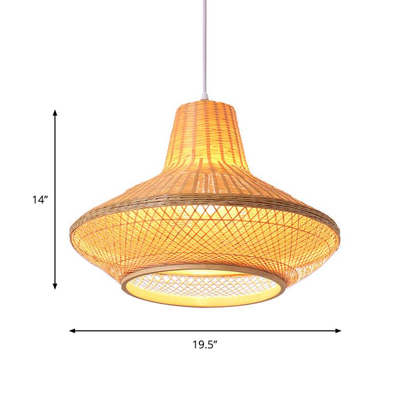 1 hoofdtheehouse ophanging hanger eigentijds hout hangend plafondlicht met pot bamboe schaduw
