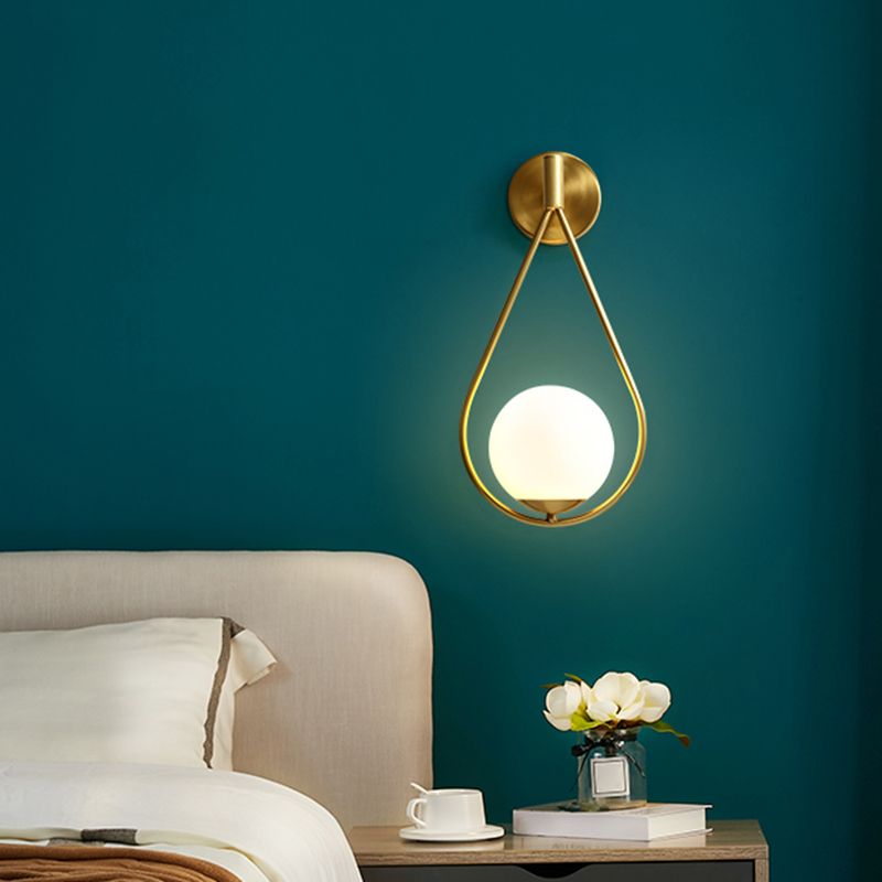 Ball Shaped Bedroom Wall Sconce Lighting Glass Simplicity Style Sconce Light Fixture in Gold